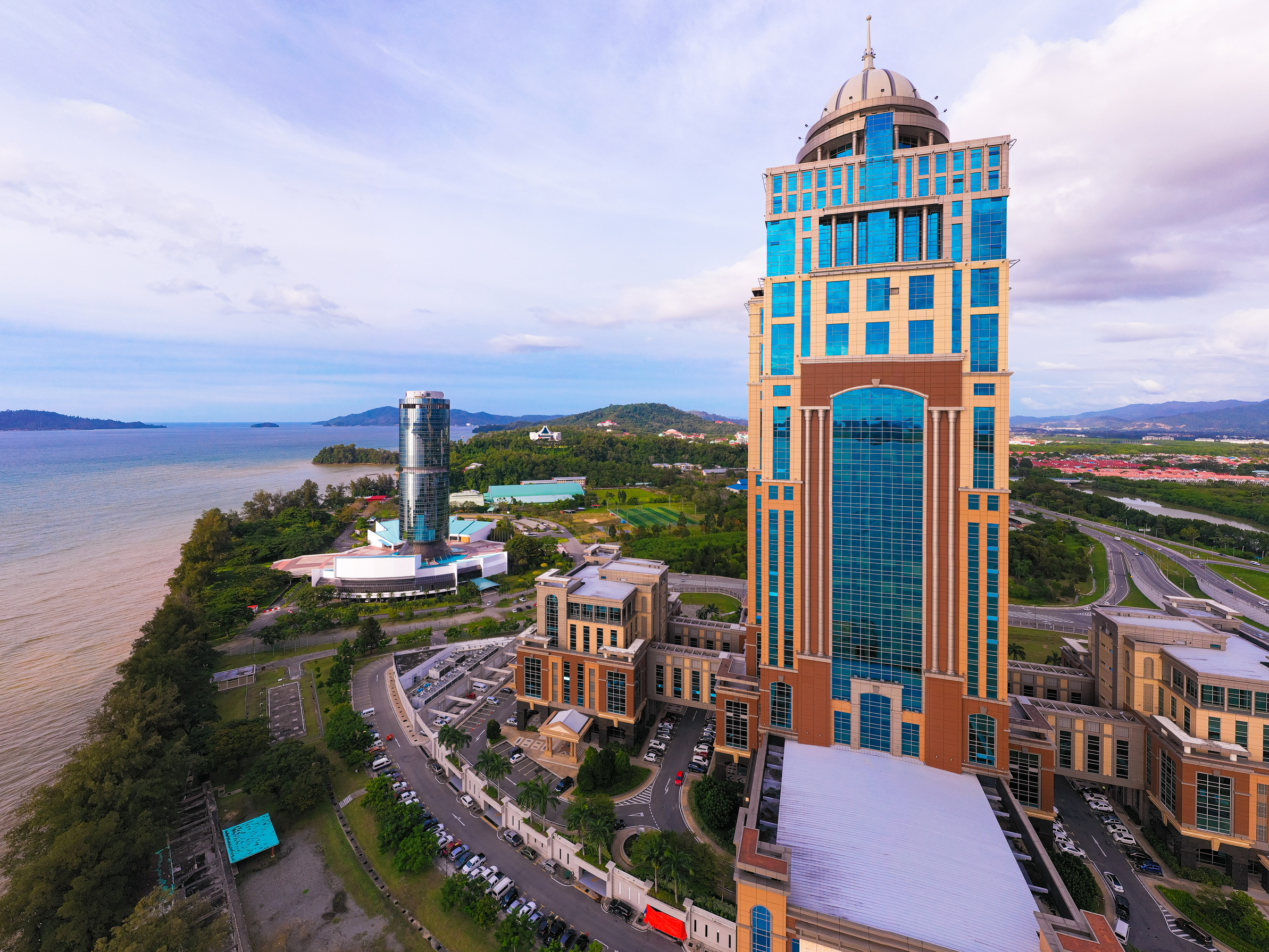 An aerial view of Sabah State Administrative Centre, in Likas, Sabah